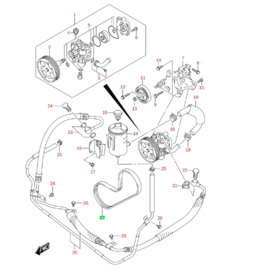 Correa Direccion Hidraulica Motor M13 Sin Aire Mitsuba